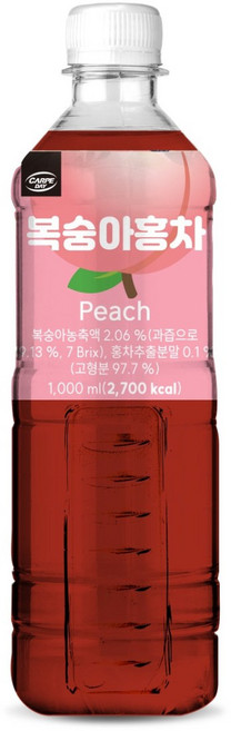 대호 카르페데이 복숭아홍차 액상, 1L, 2개