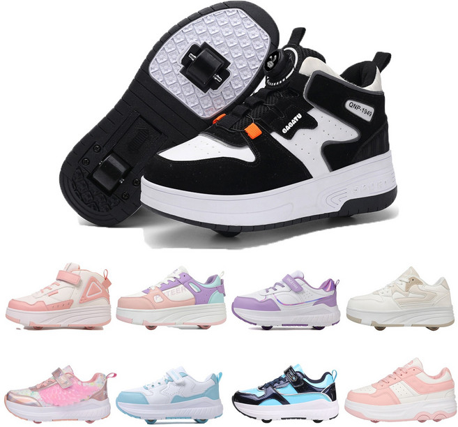 PHTEER 롤러슈즈 하이탑 바퀴달린운동화 롤러스케이트 2륜 T01, 1개, 블랙