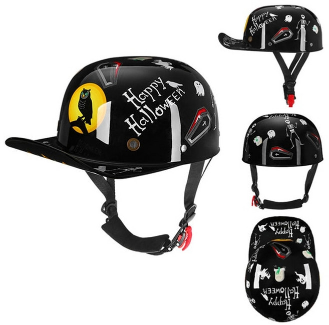 야외 안전 헬멧 보호 안전 motociclistas 경량 하프 페이스 여름 모자 캐스크 스쿠터 크루저 승마 야구 모자, 밝은 검은 새, XL, 1개