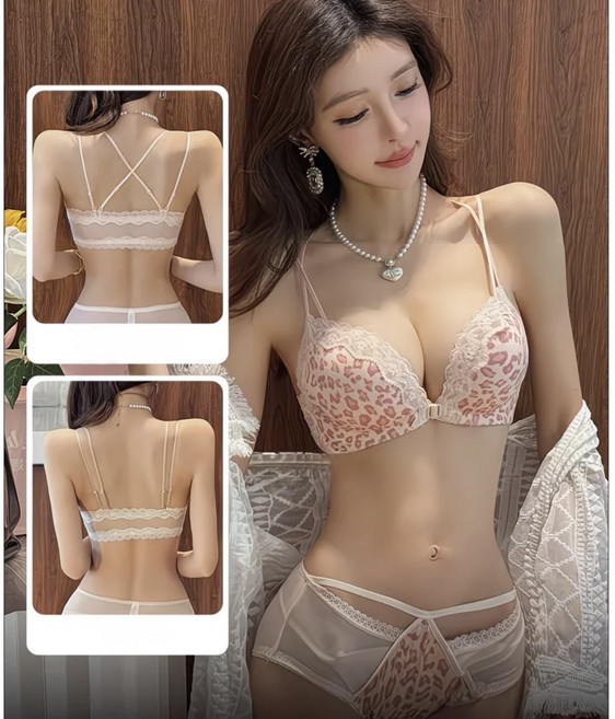 코코 노와이어 앞후크 레이스 핑크 호피브라