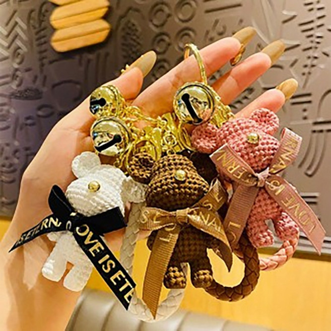 곰돌이 키링 키홀더 가방 자동차 곰돌이 키리홀더 키체인, 1개, 화이트 베어 펜던트