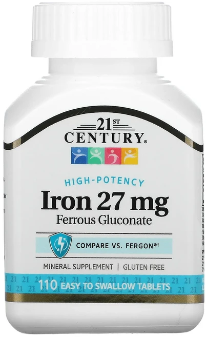 21st Century 고효능 철분 27mg 삼키기 쉬운 정제 110정, 21stCentury고효능철분27mg삼키기쉬운정제110, 1개 - 쿠팡