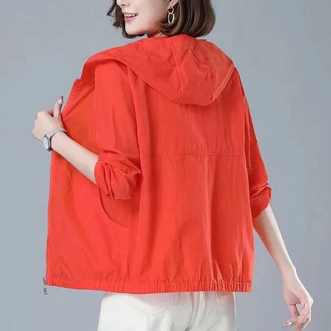 AOKADA 자외선차단 바람막이 중년 여성 해빛차단 여름 자켓 후드 집업 아노락