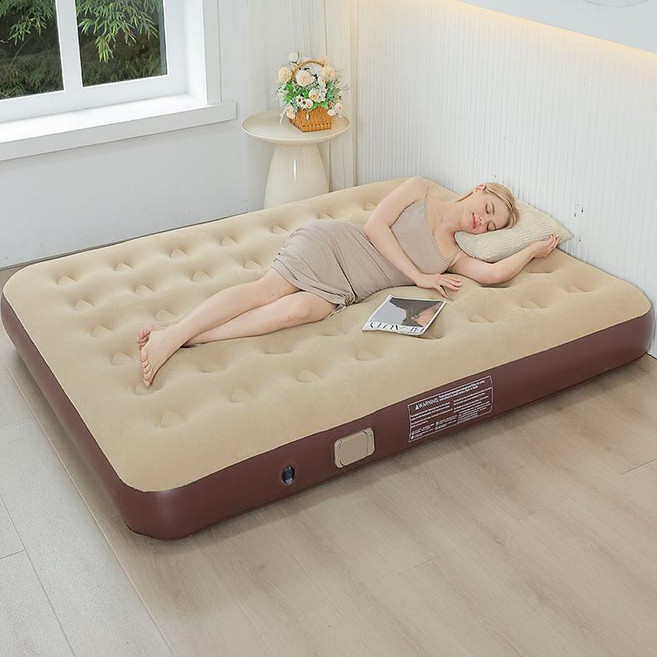 laderive 캠프 에어 매트리스 내장형 자동펌프 자동 충배기 매트리스, 노란색