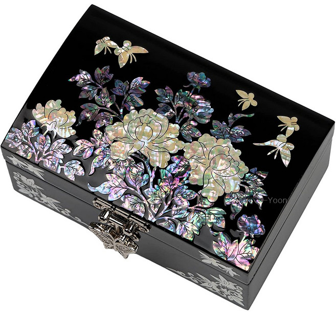 스튜디오아윤 목단자개보석함, 블랙, 1개