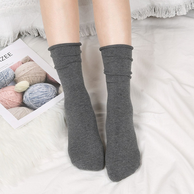 발장난양말 롱롱 무지 돌돌이 장목 양말 5켤레 국내생산 무압박 임산부 조리원 산모 긴목 여자 면 학생 양말
