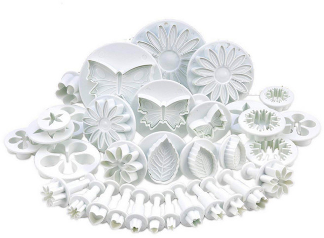 33개 세트 플라스틱 꽃 퐁당 케이크 장식 도구 슈가크래프트 설탕공예 플런저 쿠키틀, 플라워커터&플렌져 실속세트+수국플렌져, 1개