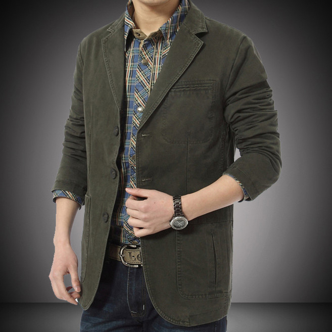 봄 가을 남성 정장 면 캐주얼 정장 빅사이즈 스몰 정장 코트 카고 콤비 자켓 얇은 스타일 포켓 블레이저