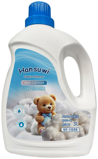 한수위 고농축 고급섬유유연제 허그코튼 본품, 1개, 3L