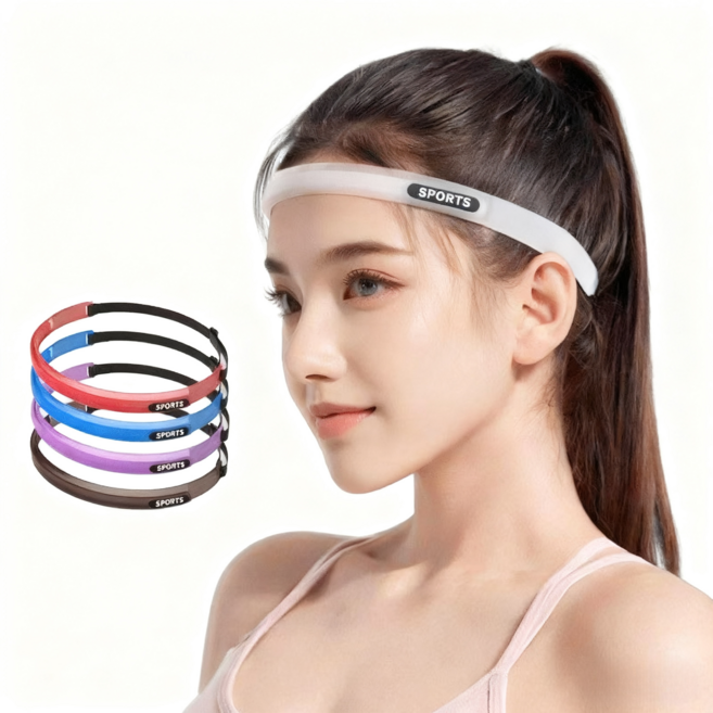 스포츠 땀 배출 피트니스 헤어밴드 블루+그레이+화이트+퍼플 4개, 혼색