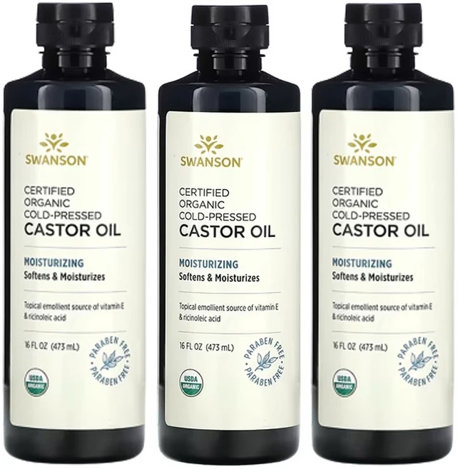 스완슨 유기농 인증 냉압착 캐스터오일 473ml(16fl oz), 3개, 473ml - 쿠팡