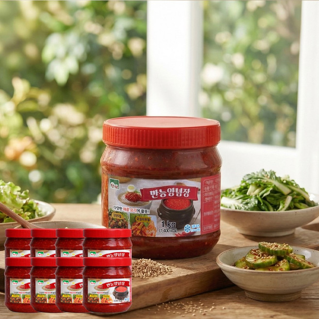고향식품 비빔장 만능 양념장 다데기 냉면 소스 1kg, 8개