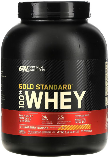 옵티멈뉴트리션 골드 스탠다드 웨이 프로틴 아이솔레이트 단백질 보충제 딸기 + 바나나, 2.27kg, 1개