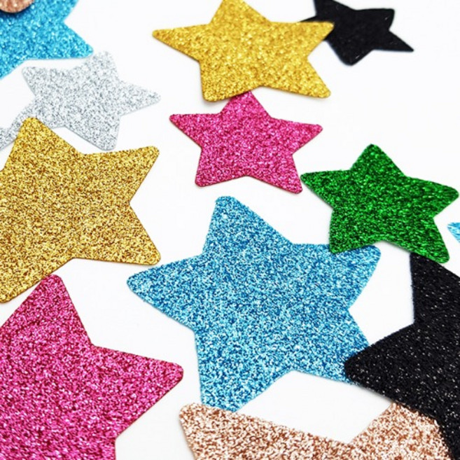 H 반짝이 글리터 스티커 4종 하트 별 눈꽃 크리스마스, 별 (실버)