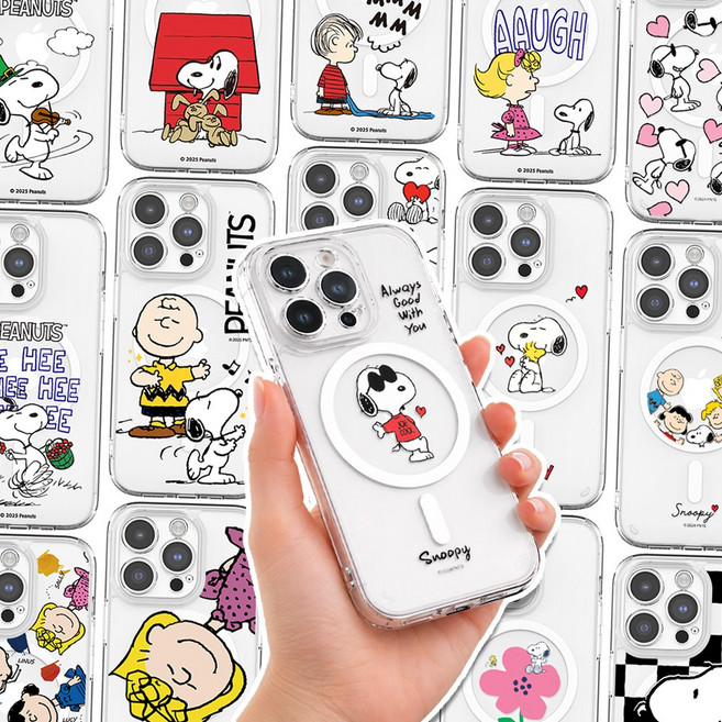 스누피 캐릭터 맥세이프 투명 젤하드 휴대폰 케이스