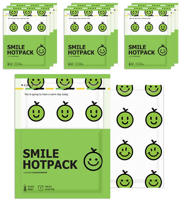 웜 스마일 핫팩 100g 손핫팩 어린이 미니손난로 국산핫팩, 10개