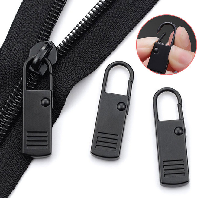 3 / 5 구성 누르는 셀프 지퍼고리 수선클립 지퍼손잡이 자크고리 지퍼수리 옷 가방 카라비너 손잡이 셀프지퍼수리 교체, 3개, 검정