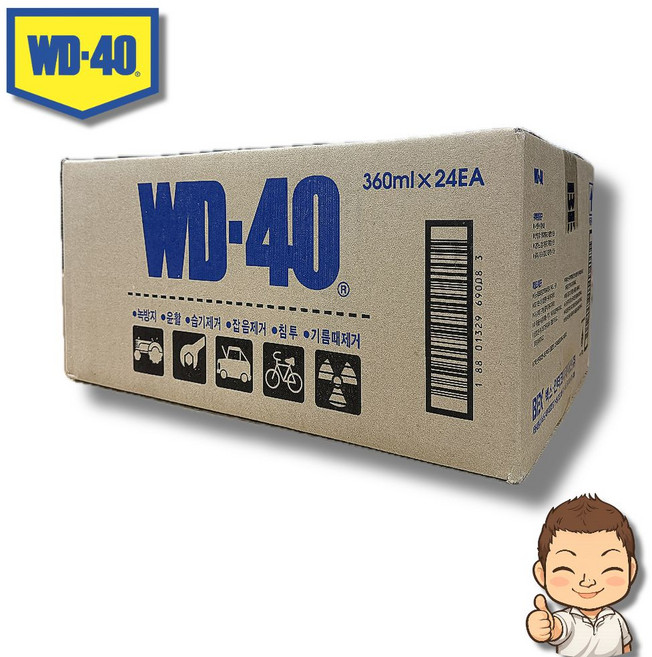 WD-40 360ML 대용량 방청유 윤활제 방청제 녹방지 벡스 WD40 남양테크, 24개