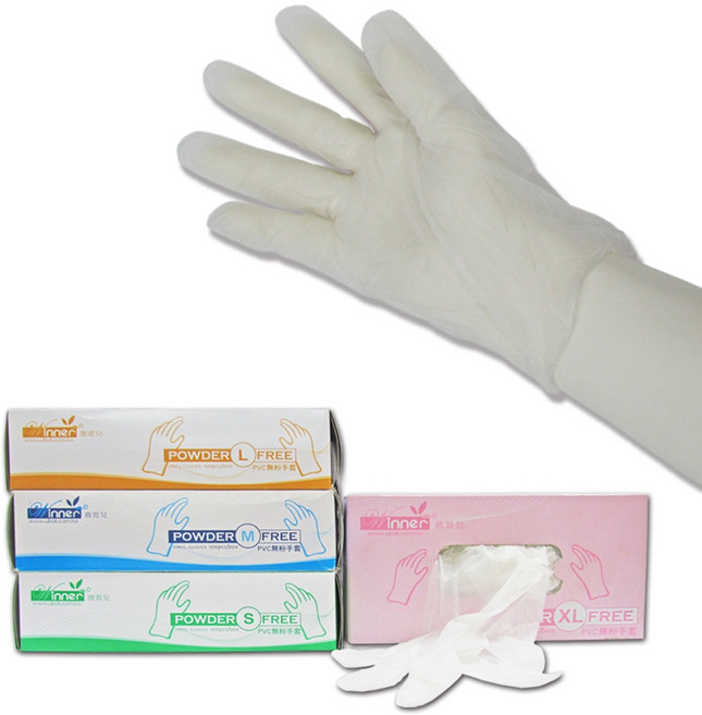 薇霓兒PVC無粉手套100入/盒 厚款5g, 1盒