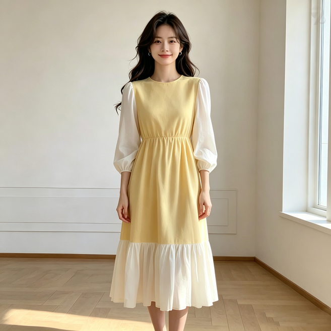8위 - 708090 여성용 캐주얼 고급스로운 활용도 높은 긴팔 원피스