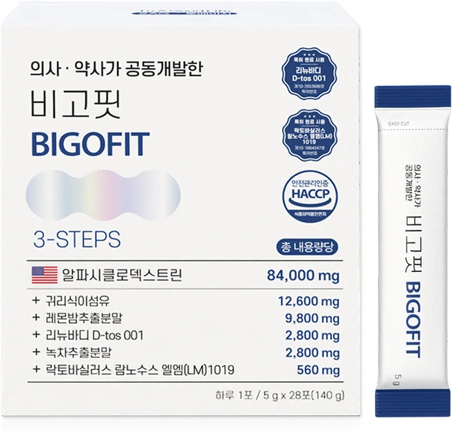 투에이지 비고핏 알파CD 특허원료2종 식이섬유 베르베린 분말 5g x 28포, 3박스, 28회분 - 쿠팡