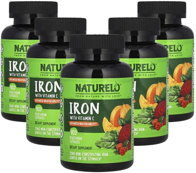 네츄렐로 비타민 C가 함유된 철분 180식물성캡슐, 180정, 5개 - 쿠팡