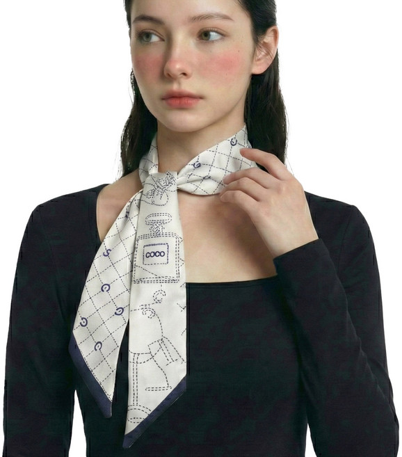 뮤트아웃 실키 슬림 쁘띠스카프 방도 여성 스카프