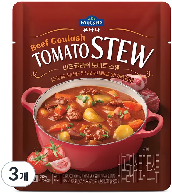 폰타나 비프 굴라쉬 토마토 스튜, 250g, 3개 - 쿠팡