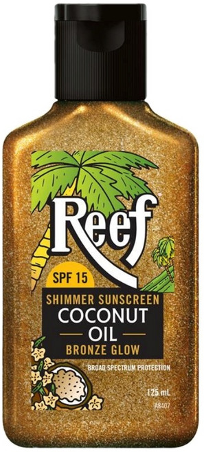 호주 리프 쉬머 선스크린 코코넛 오일 브론즈 글로우 SPF15 Reef Coconut Shimmer Oil Bronze Glow, 1개, 125ml