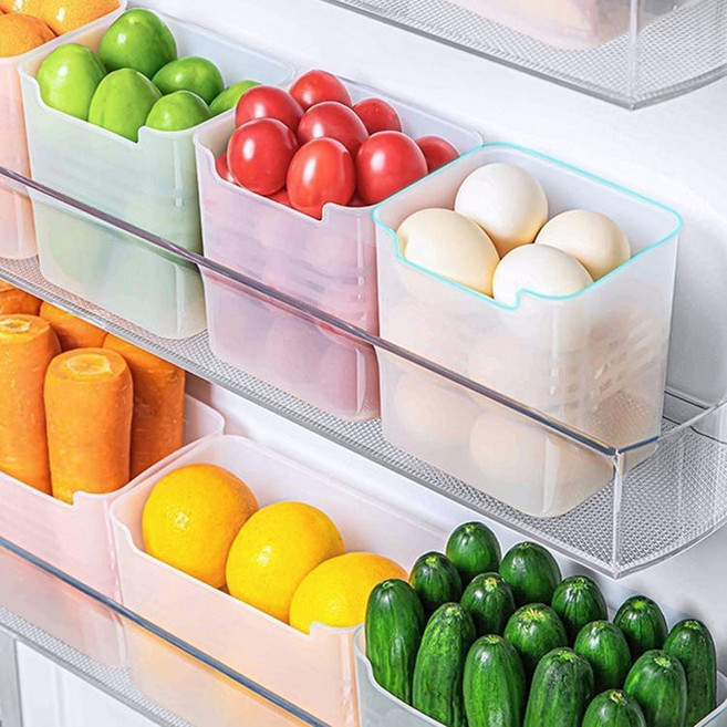 르네베 주방정리템 냉장고 냉동실 과일 야채 채소 음식물 정리 트레이 수납 용기 정리함 투명, 4개