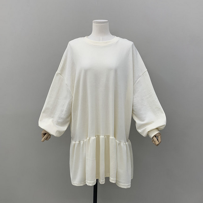 로디 캐쥬얼 루즈핏 밑단 프릴 맨투맨 미니 원피스