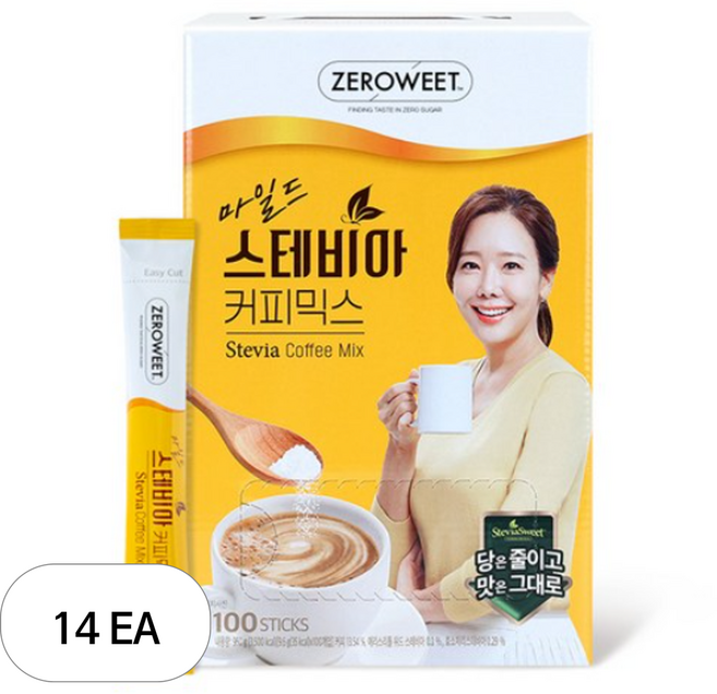스테비아스위트 마일드 커피믹스, 14개, 100개입, 9.6g