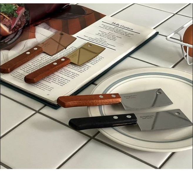 에비히슈테른 미니 도끼 칼 치즈 버터 베이글 커팅 나이프 캠핑용 휴대용 우수한 그립감, 우드실버, 1개