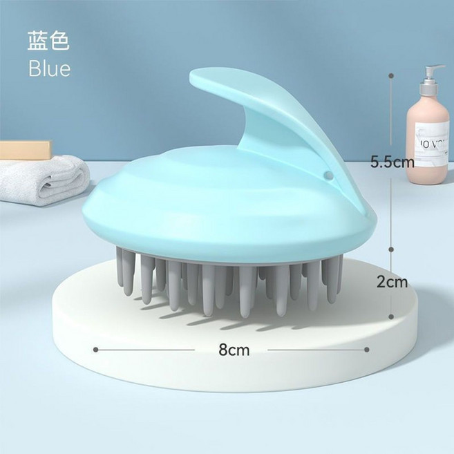 洗頭刷 頭皮按摩梳 硅膠梳齒/u200b, 1個, 硅膠梳齒按摩刷 藍色款一個