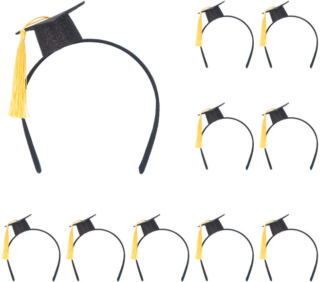 파티짱 졸업 머리띠 머리핀 학사모 선물 축하 수료식, 미니 학사모 졸업 머리띠(10개)
