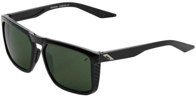 100% Renshaw 선글라스 글로스 블랙 그레이 그린 렌즈