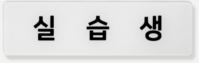 인싱글즈 아크릴 명찰 70X20 교육생 실습생, 실습생/옷핀, 1개, 화이트