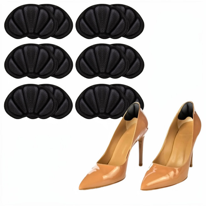 담담몰 신발 구두 뒤꿈치 물집방지 까짐 방지 패드, 6세트, 블랙