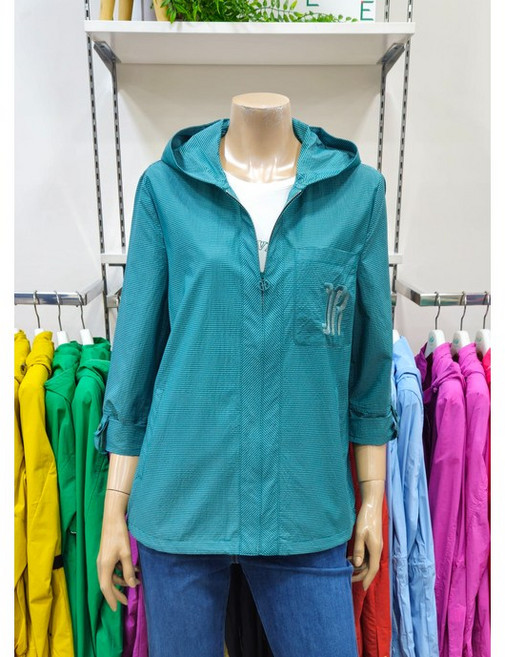 크로커다일레이디 스트라이프 후드일체형 7부 숏 점퍼(25년 여름)