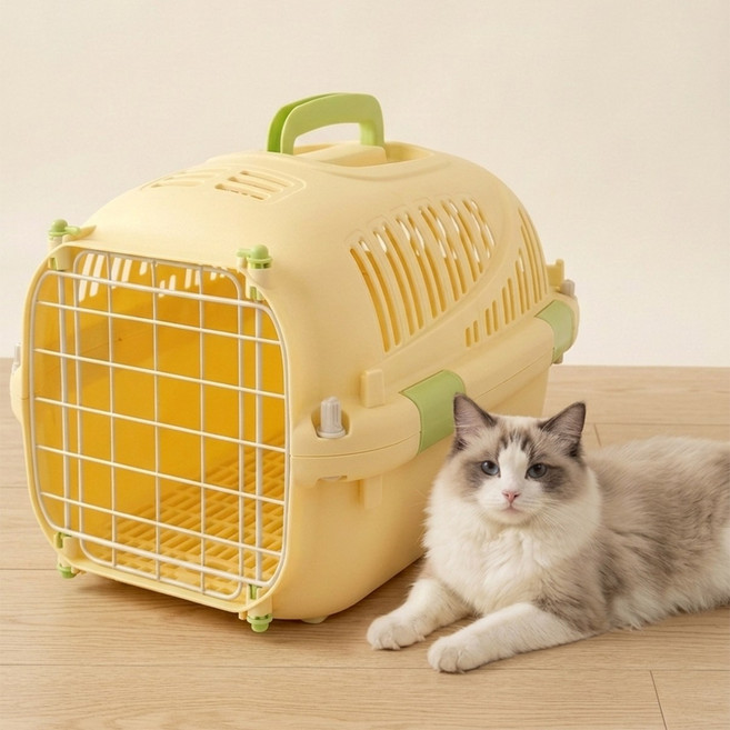 미센 통기성 반려동물 에어켄넬, 1개, 노란색B