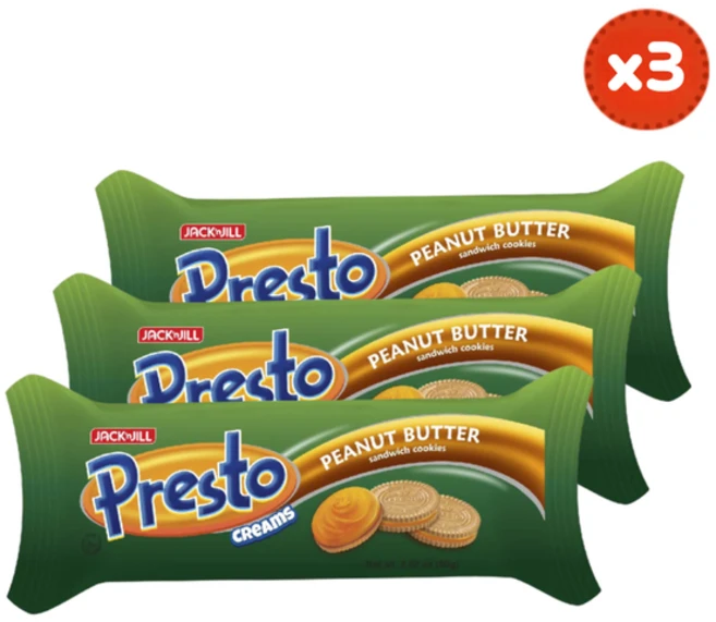 필리핀 프레스토 피넛 버터 샌드위치 쿠키 Presto Peanut Butter, 3개, 80g - 쿠팡