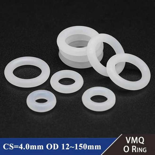 10/50Pcs 흰색 식품 등급 실리콘 O 링 가스켓 CS 4mm OD 12 ~ 150mm 방수 와셔 라운드 모양 VMQ, 14 OD 31mm ID 23mm, 01 CS 4.0mm, 01 10Pcs