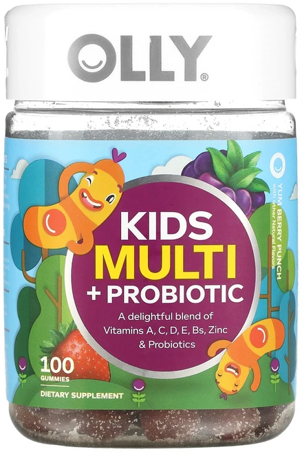 OLLY 키즈 멀티 + 프로바이오틱 얌 베리 펀치 구미젤리 100개, OLLY키즈멀티프로바이오틱얌베리펀치구미젤리100개, 100정, 1개 - 쿠팡