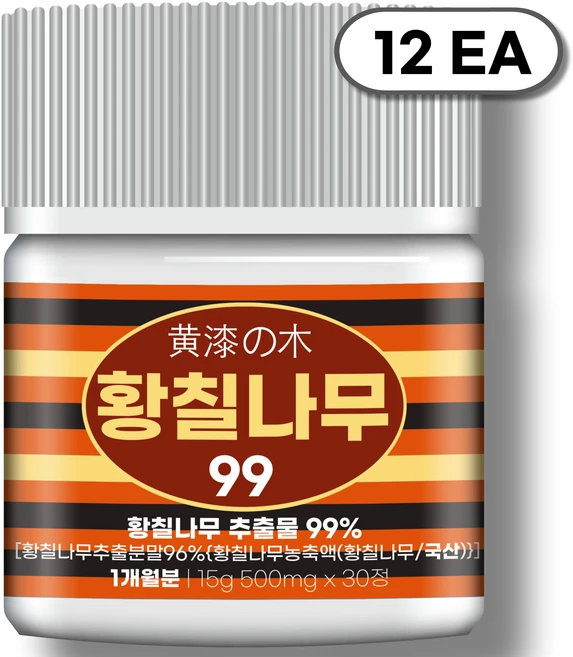 [순도99%] 자생 황칠나무 추출물 100% 정품 식약청인증 HACCP, 12개, 30정 - 쿠팡