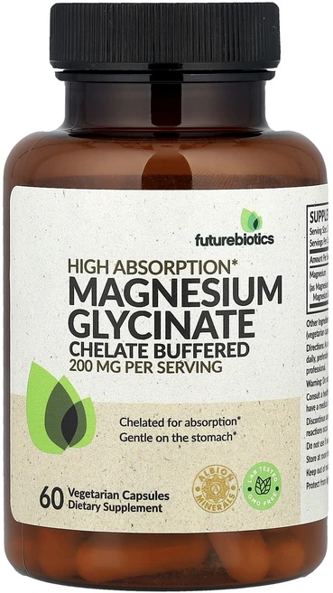 단백질 비타민 철분 마그내슘 칼슘 Futurebiotics 글리신마그네슘 베지 캡슐 60정(캡슐 1정당 100mg) 고루고루섭취해주세요, Futurebiotics글리신마그네슘베지캡슐60정캡슐1, 1개 - 쿠팡