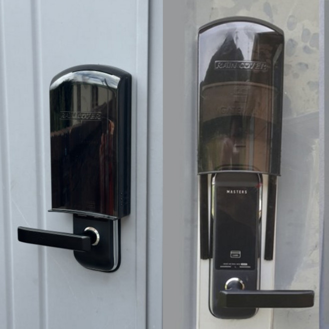 도어락 레인커버 번호키레인커버 방수커버 빗물방지 비막음 번호키방수 RC, RC1_보조키/주키/푸쉬풀_블랙