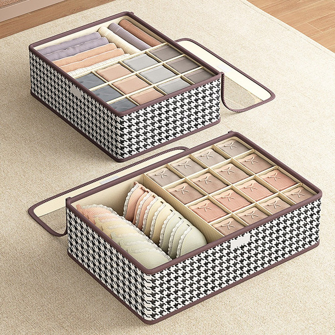 슈퍼인 패브릭 방수 속옷정리함 방진 다용도 칸칸이 17칸1+1, 2개, 브라운