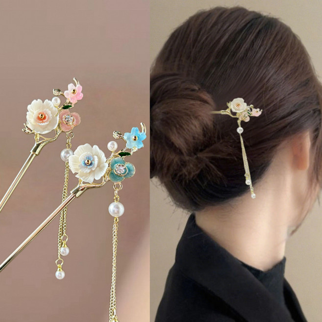 ZMBIRD 2종세트 예쁜 머리 비녀꽃이 비즈 드롭 N4900