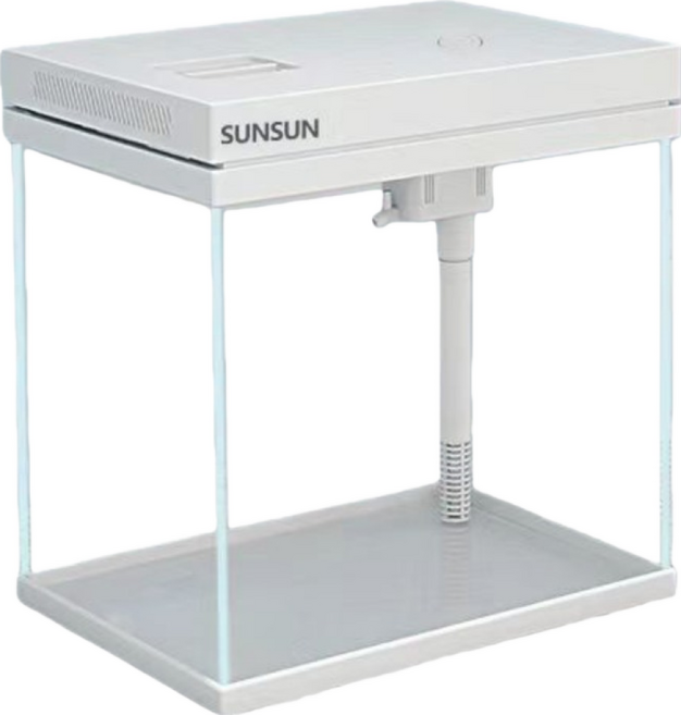 FDUCE 3 인 1 LED 조명 앤 수중 펌프 내장형 유리 어항, 1개, 화이트