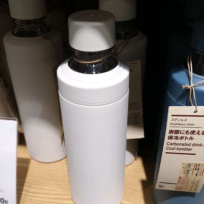 무인양품 스테인리스 탄산 보존이 가능한 보냉 보틀, 실버, 1개, 600ml